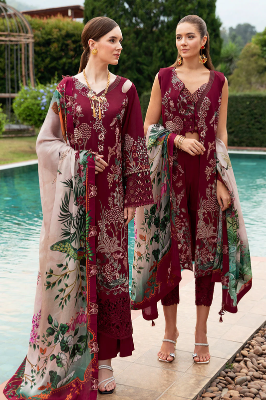 Ramsha Andaaz Collections Crimson glow-3PC LAWN EMBROIDERED SUIT-Z-802