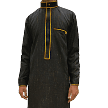 Luxury Mens Black Thobe Gold Embroidery Jubbah Dishdasha Kandura