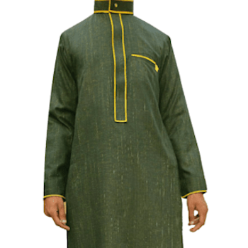 Mens Dark Green Thobe Embroidery Jubbah Dishdasha Kandura