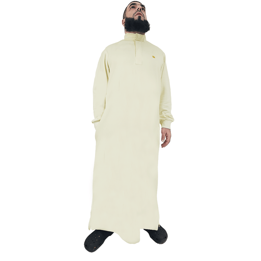 Donchie Mens Cream Jubbah Thobe Cotton Fleece