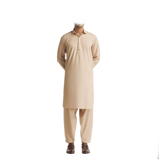 Lamsa Beige Shalwar Kameez Pajama Kurta