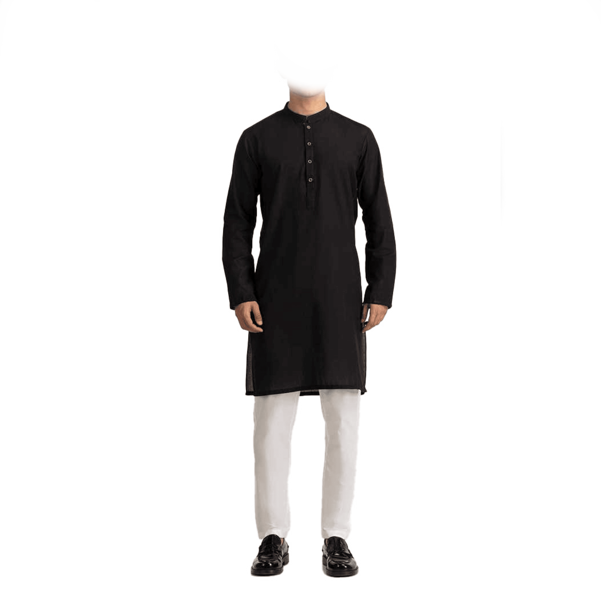 Lamsa Black Kurta Kameez Cotton Blend