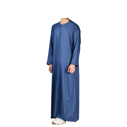 Lamsa Blue Poly Cotton Emirati Thobe Jubba