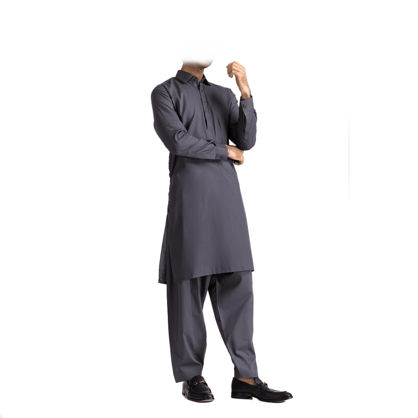 Lamsa Graphite Band Shalwar Kameez Cotton Blend