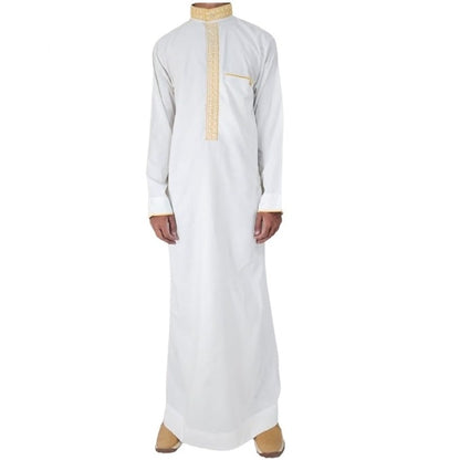 Men's White Thobe Embroidery Luxury Jubbah