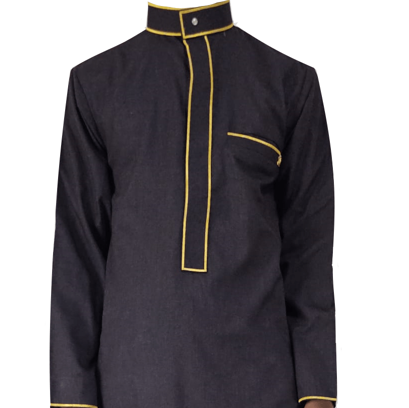 Dark Maroon Men’s Thobe with Golden Embroidery