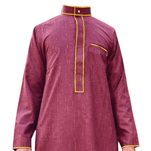 Men's Maroon Thobe Embroidery Luxury Jubbah Dishdasha Kandura