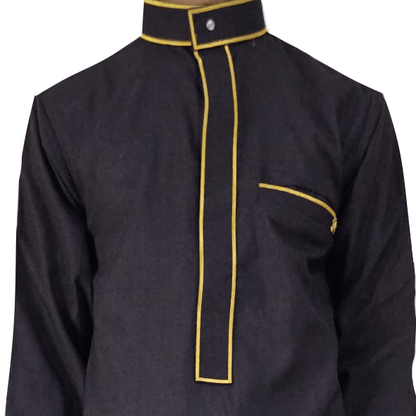 Dark Maroon Men’s Thobe with Golden Embroidery